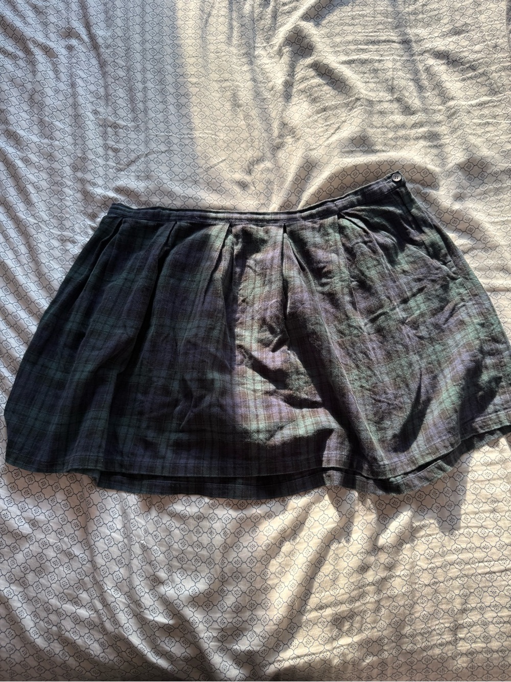 Plaid Green and Navy Mini Skirt